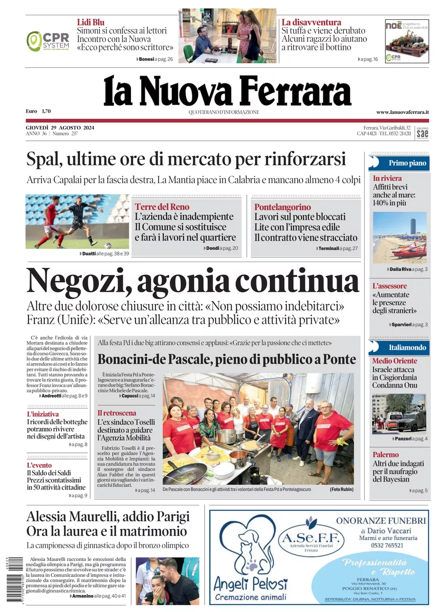 Prima-pagina-nuova ferrara-oggi-edizione-del-2024-08-29